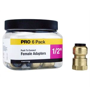 1/2 in. Brass Push-To-Connect Female Pipe Thread Adapter Pro Pack (6-Pack)