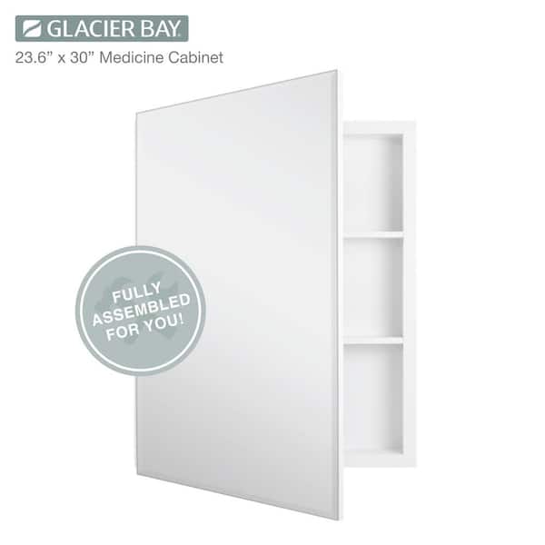 Glacier Bay 23.6 in. W x 30 in. H Rectangular Wood Composite Medicine Cabinet with Mirror