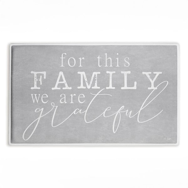 For This Family Gratitude 18 in. x 30 in. White Graphic Polyester Blend Rectangle Bath Mat