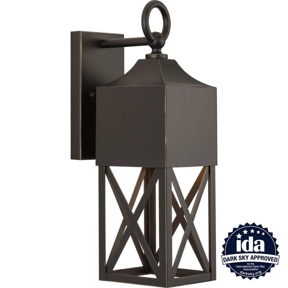 Antique Bronze and Black Geometric Lantern Sconce
