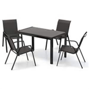 5-Piece Wicker Outdoor Dining Set Patio Table and Chairs Set for 4 Woven