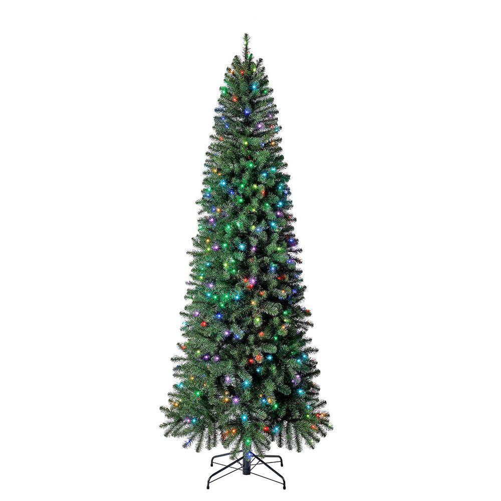 Home Heritage 9 ft. Green Pre-Lit LED Pine Classic Artificial Christmas ...