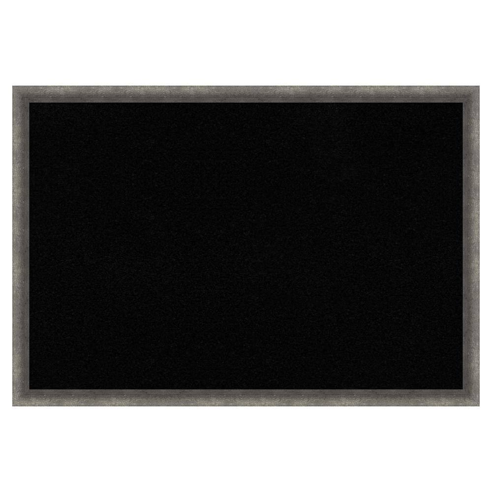 Amanti Art Burnished Concrete Narrow Wood Framed Black Corkboard 38 in. x 26 in. Bulletin Board