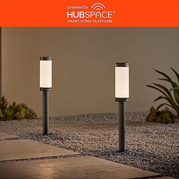 Low Voltage Bronze 200 Lumens RGBw Plug-in Integrated LED Bollard Light Kit Powered by Hubspace (2 Pack)