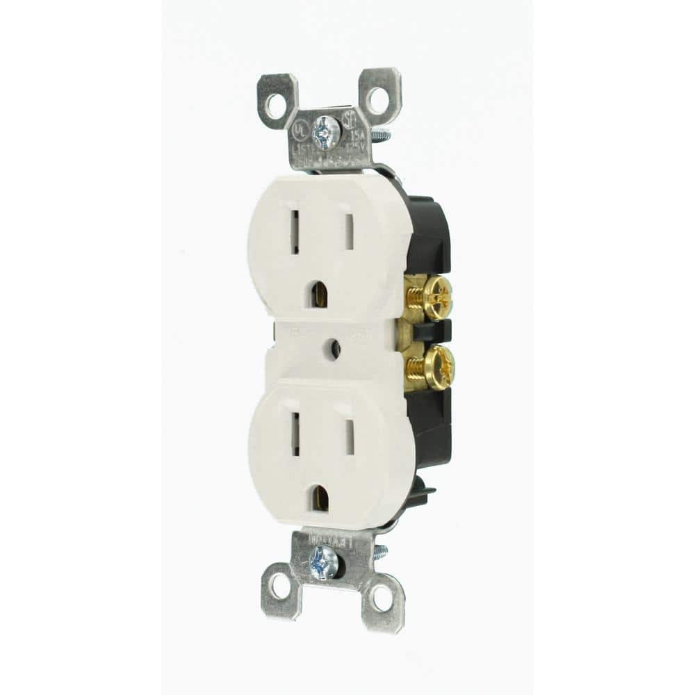 White Thermoplastic Duplex Receptacle with Wall Plate, 10-Pack