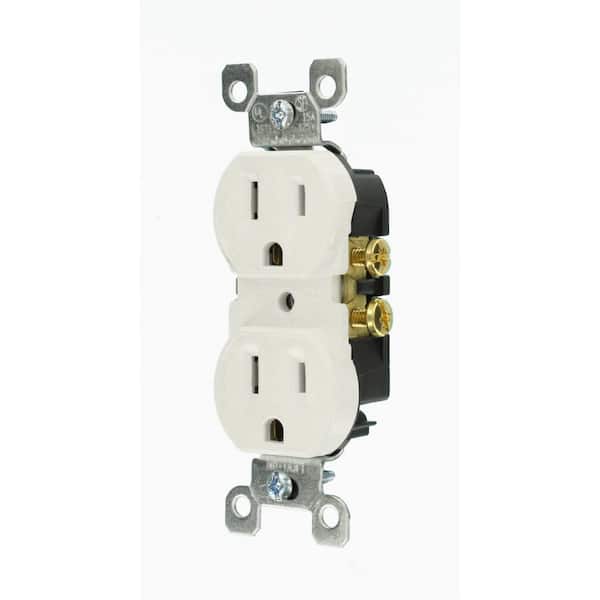 Leviton 15 Amp Residential Grade Grounding Duplex Outlet, White Leviton 15 Amp Residential Grade Grounding Duplex Outlet, White