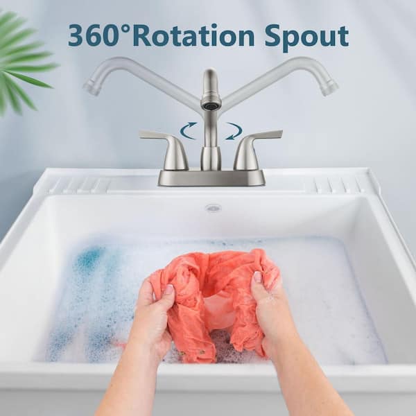 Anqtovp Laundry Sink Faucet in Brushed Nickel 9.65 in. H x 9.45 in