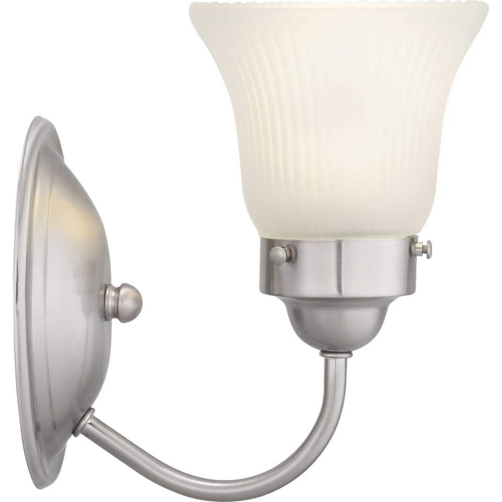 Brushed Nickel Fluted Glass 8.25" Vanity Light