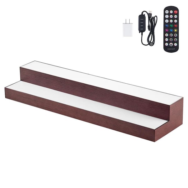 LED Lighted Liquor Bottle Display, 4.5 in. H x 7.9 in. W 15-Bottles Multi-Colored Acrylic Lighted Shelf, 7-Static Colors