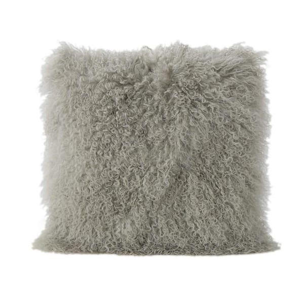 Noble House Zally Light Grey Solid Polyester 16 in. x 16 in. Throw Pillow
