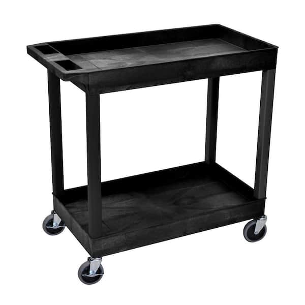 E Series 18 in. W x 35 in. L 2-Tub Shelf Utility Cart, Black