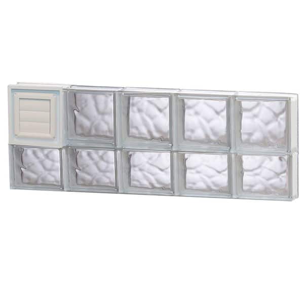 Clearly Secure 38.75 in. x 13.5 in. x 3.125 in. Frameless Wave Pattern Glass Block Window with Dryer Vent