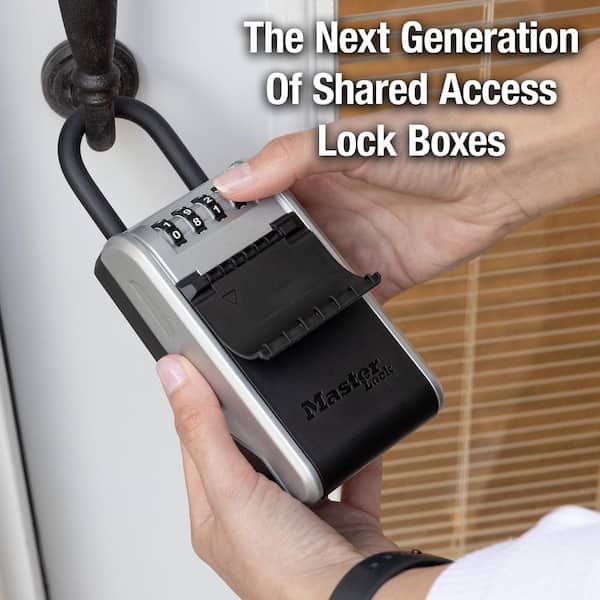 Large Outdoor Lock Box with Combination Dial, Removable Shackle and Key Tether