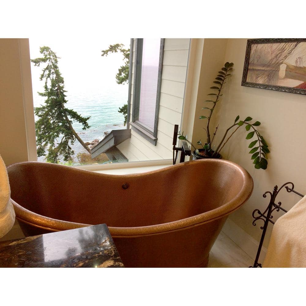 Euclid 71.5" Antique Copper Freestanding Double Slipper Bathtub