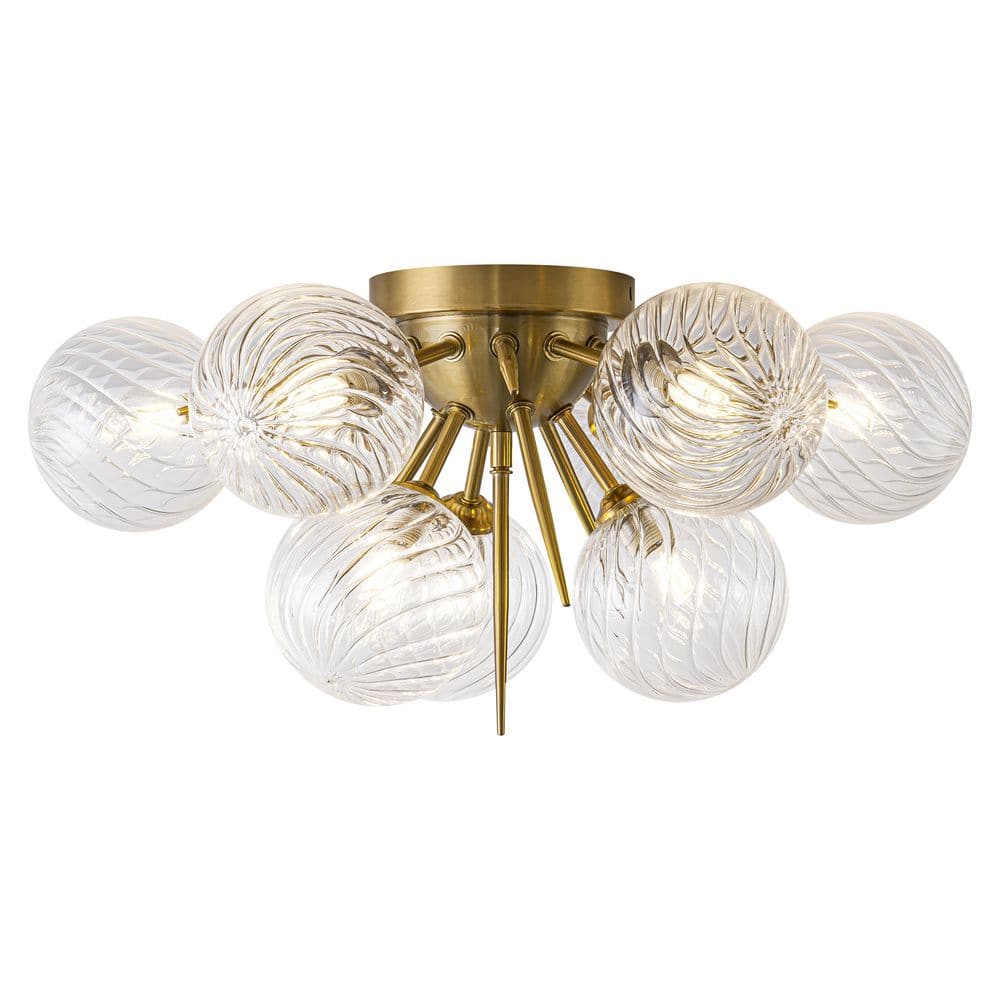 21 in.Modern 9-Light Sputnik Brushed Brass Semi-Flush Mount Ceiling Light with Twisted Glass Shades for Dining Room price history on PriceWatchPro