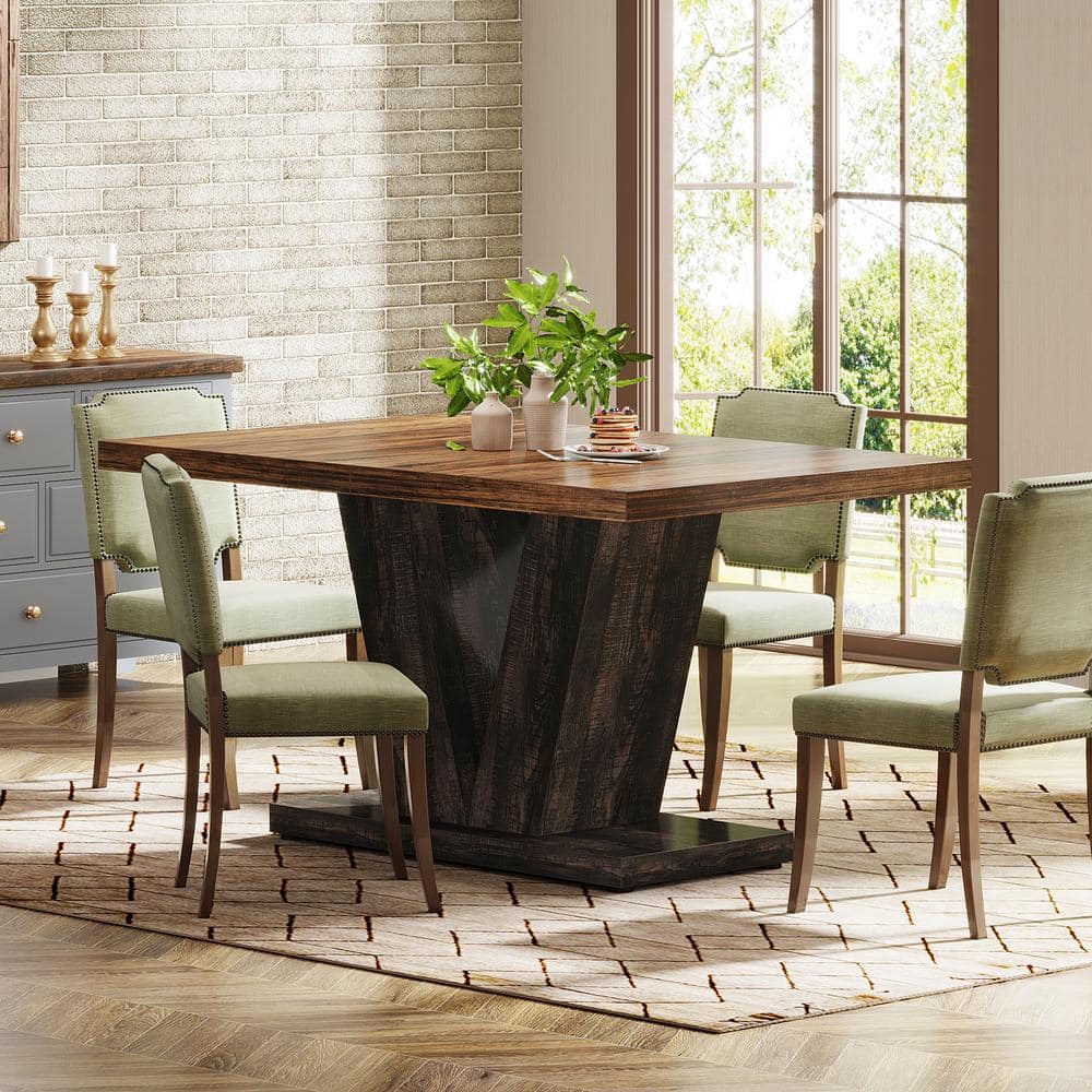 Rustic Black and Brown Reclaimed Wood Dining Table, 47-Inch
