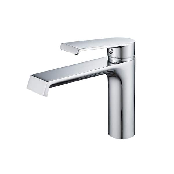 FURUISI Single Handle Single Hole Bathroom Faucet with Supply Lines and Spot Resistant in Chrome