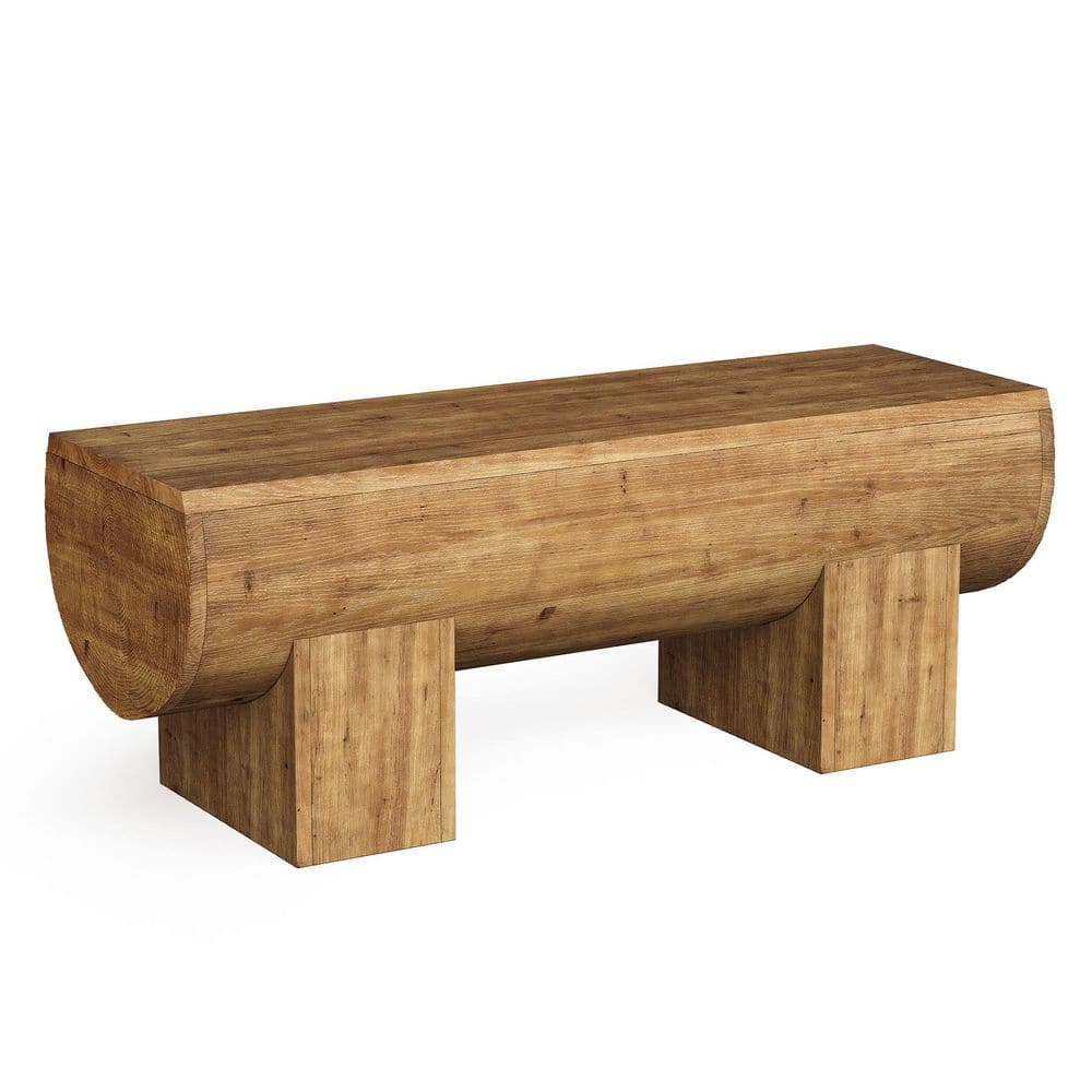 47.24 in. Brown Solid Wood Entryway Dining Bench, Heavy Duty Backless Bench for Dining Room, Hallway, Bedroom