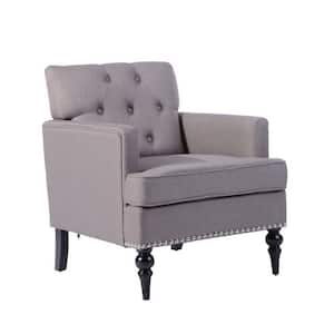 Patten Gray Fabric Tufted Nail Head Arm Chair
