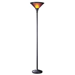 71 in. Rust 1 Dimmable (Full Range) Torchiere Floor Lamp for Living Room with Metal Dome Shade