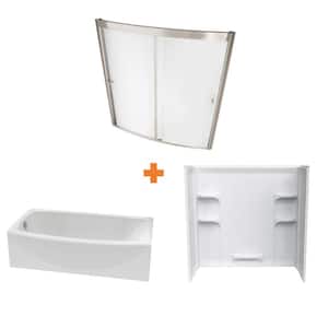Ovation 60 in. Standard Fit Left Drain Bathtub Kit with Sliding Tub/Shower Wall and Door in Artic White (5 piece)