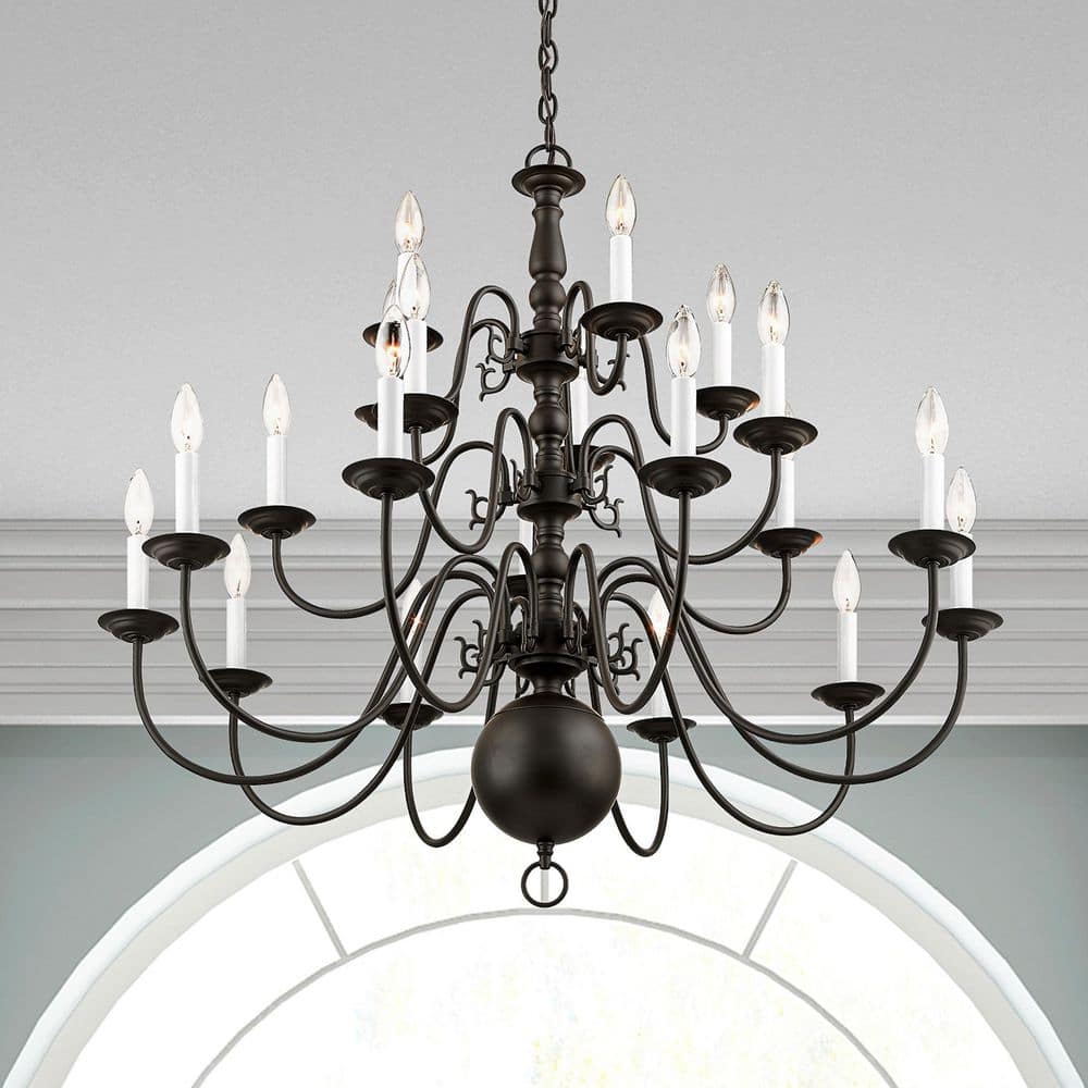 Bronze 36-Inch 20-Light Candelabra Chandelier