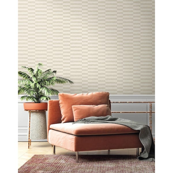 17.08 sq. ft. Natural Faux Woven Stripe Vinyl Peel and Stick Wallpaper Roll