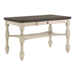 Besta 60 in. Rectangle Ivory and Dark Gray Wood Top Storage Counter Height Table Seats Up To 6