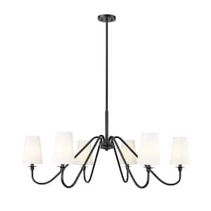 Gianna 6-Light Matte Black Chandelier with White Fabric Shades