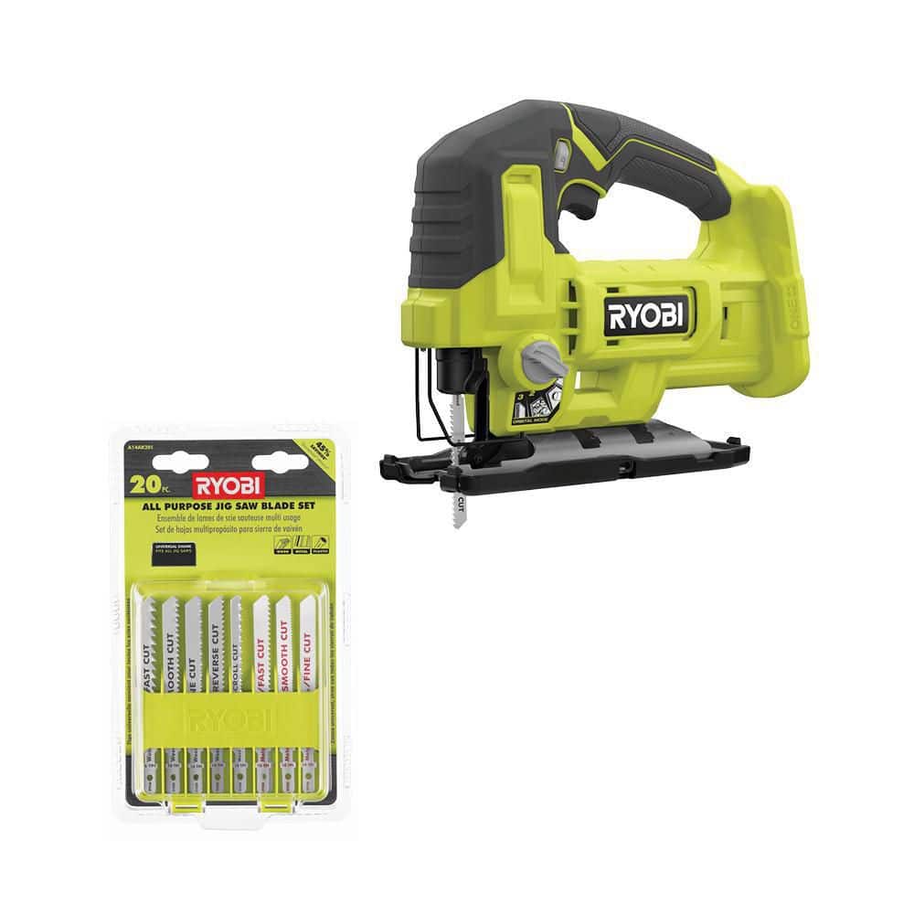 RYOBI ONE+ 18V Cordless Jig Saw (Tool Only) with 20-Piece Jig Saw Bade Set  PCL525B-A14AK201 The Home Depot