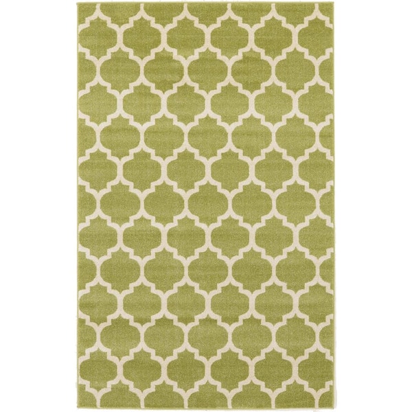 Unique Loom Trellis Philadelphia Light Green/Beige 5' 0 x 8' 0 Area Rug