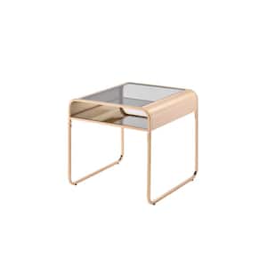 Mindry 24 in. Gold Square Glass Top End Table