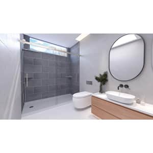 Slate Grey-Tetherow 60 in. x 32 in. x 99 in. Floor/Ceiling Base/Wall/Door Alcove Shower Stall/Kit Brushed Nickel Left