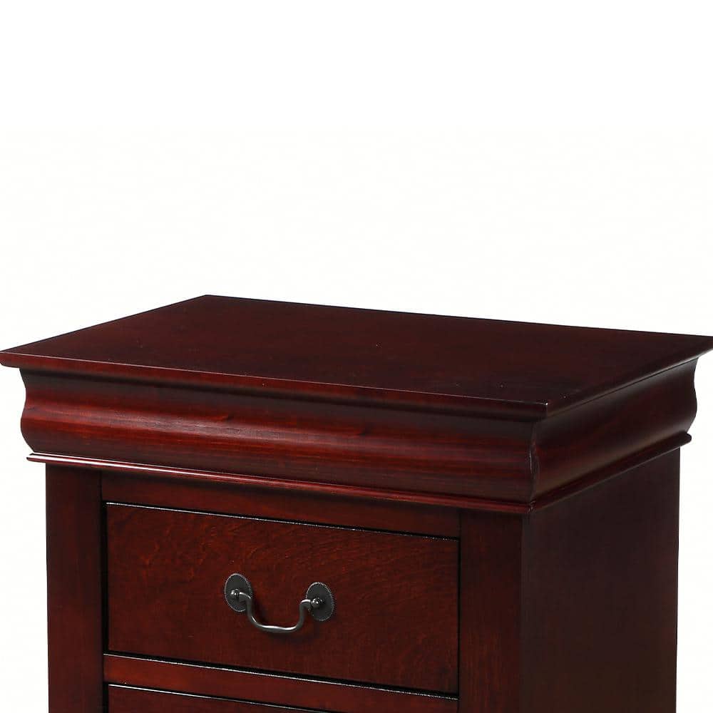 Elegant Cherry Wood Nightstand with Brush Nickel Accents