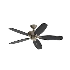 Renew Patio 52 in. Indoor/Outdoor Brushed Nickel Dual Mount Ceiling Fan with Pull Chain for Covered Patios