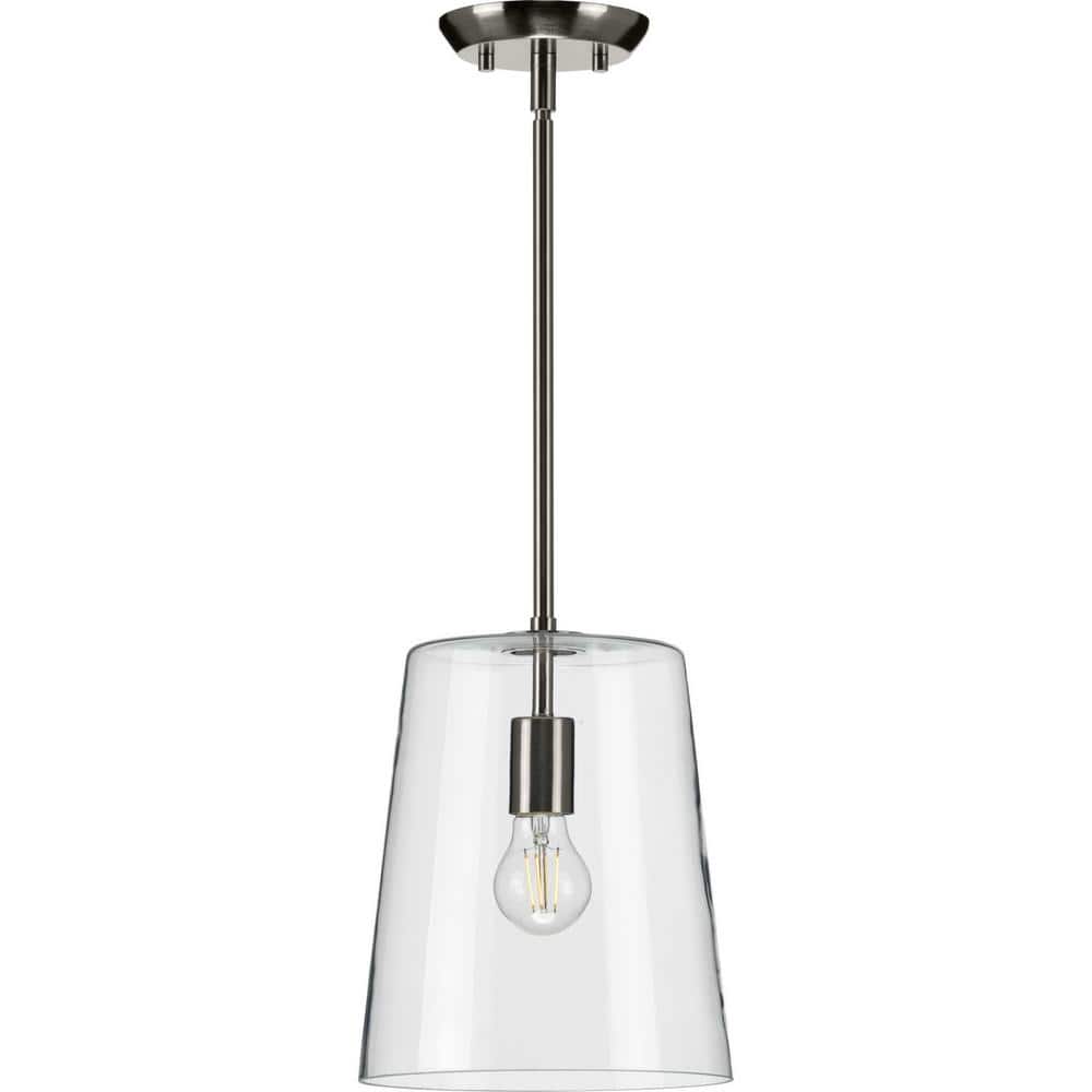 Sleek Coastal Brushed Nickel Pendant with Clear Glass Shade