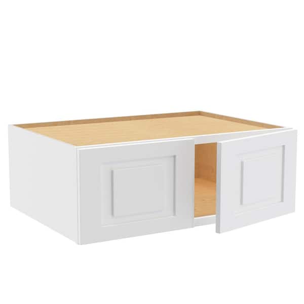 Home Decorators Collection Grayson 33 in. W x 24 in. D x 12 in. H Assembled Plywood Wall Bridge Kitchen Cabinet in Pacific White with Soft Close