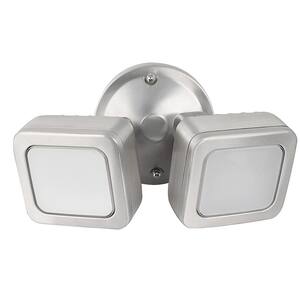 36-Watt Stainless Outdoor Security Mini Dual Head Dusk to Dawn Photocell Sensor Integrated LED Flood Light (4-Pack)
