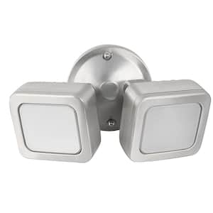 40-Watt Stainless Steel Dusk to Dawn Photocell Sensor Security Outdoor Integrated LED Flood Light with Dual Head