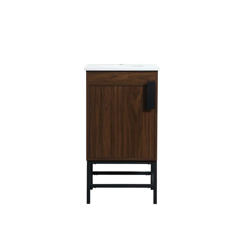 Timeless Home 18 in. W x 19 in. D x 33.5 in. H Bath Vanity in Walnut with I