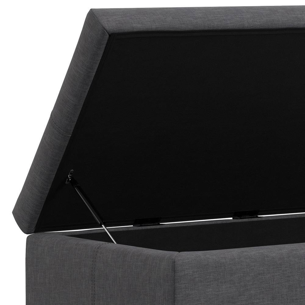 Gabbie Slate Grey Polyester Linen Storage Ottoman