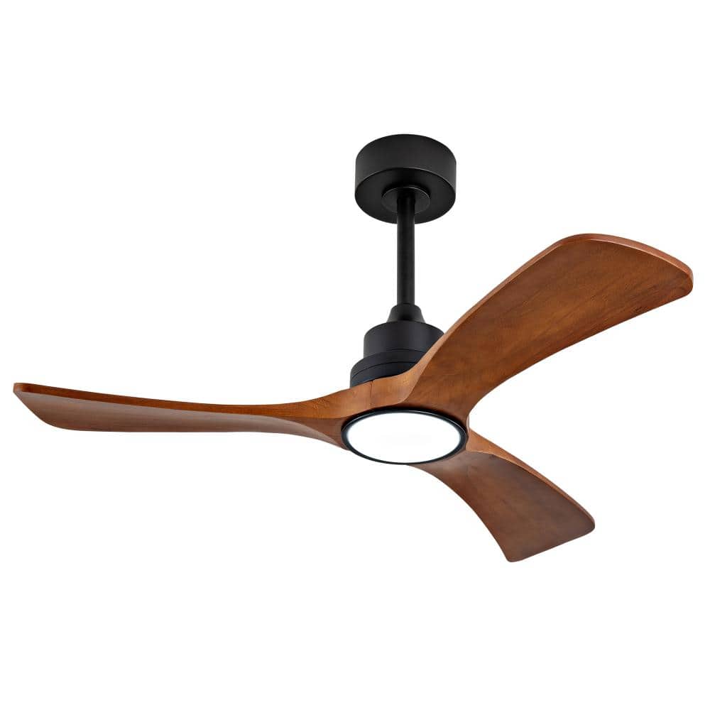 42 in. Modern Black Solid Wood Brown 2-Size Downrod Mount Standard Ceiling Fan with 3-Color Dimmable Light and Remote price history on PriceWatchPro