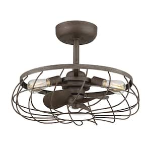 Santiago 22 in. Indoor/Outdoor Charred Iron Ceiling Fan with Dimmable LED Lights and Remote Control