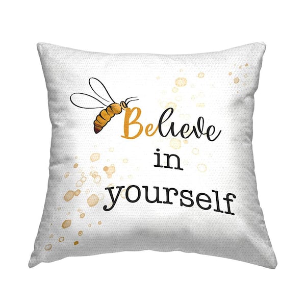 Stupell Industries Believe In Yourself Phrase Yellow Square Outdoor Throw Pillow
