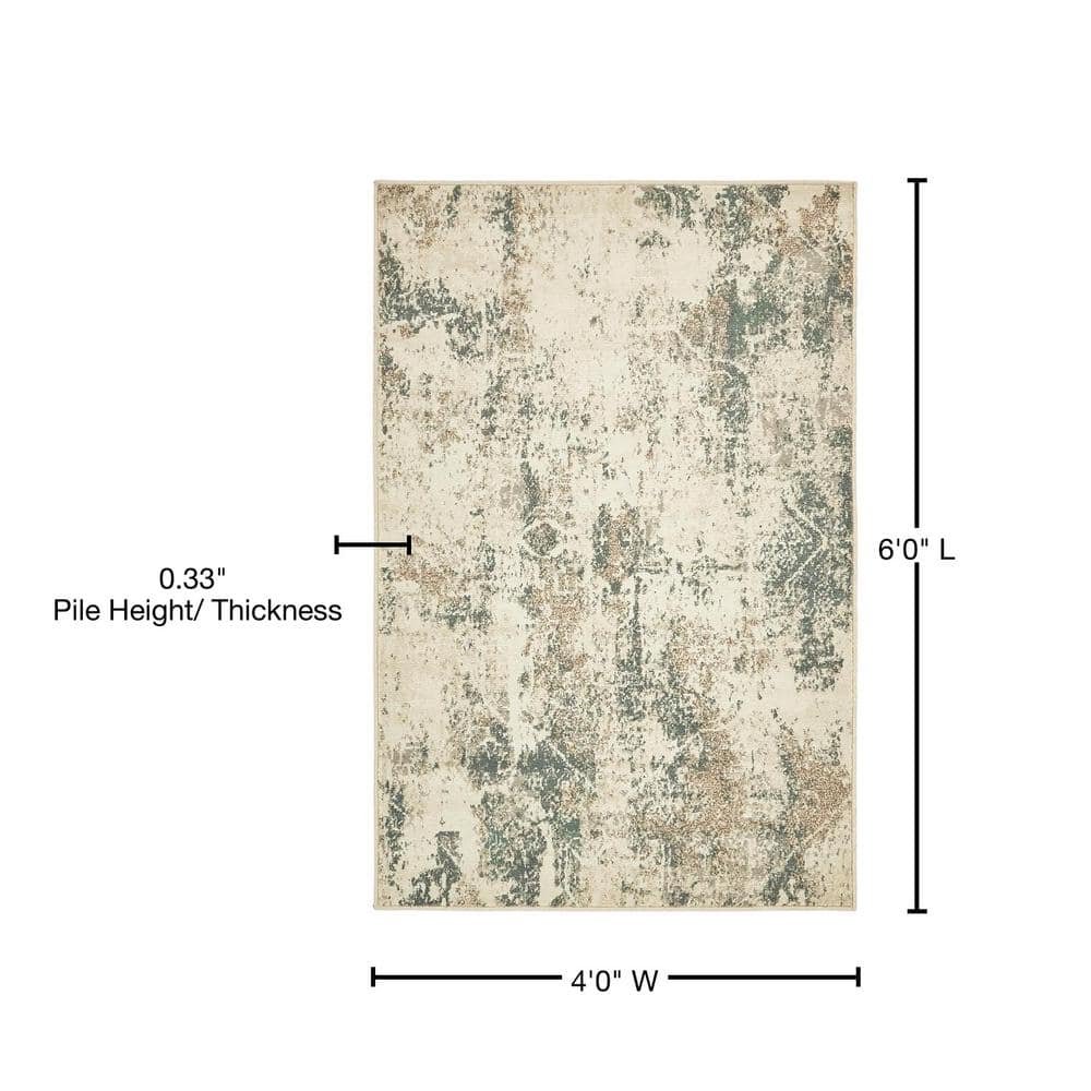 Abstract Gray Mirage 4' x 6' Easy-Care Synthetic Rug