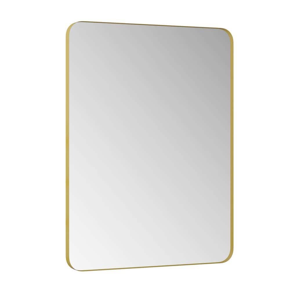 60 in. W x 30 in. H Framed Rectangular Gold Mirror for Living Room