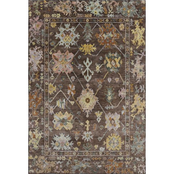 Mayfield Premium Machine Washable Abstract AMF2234 Chocolate 10 ft. x 14 ft. Area Rug
