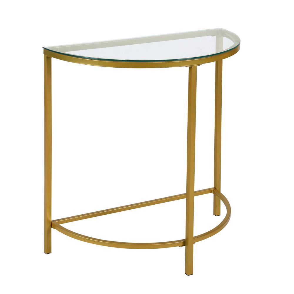 Fenice Gold Metal and Glass Demilune Console Table