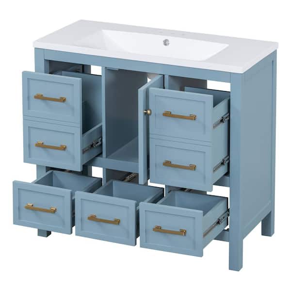 36 in. W x 18 in. D x 34 in. H Bathroom Blue Linen Cabinet