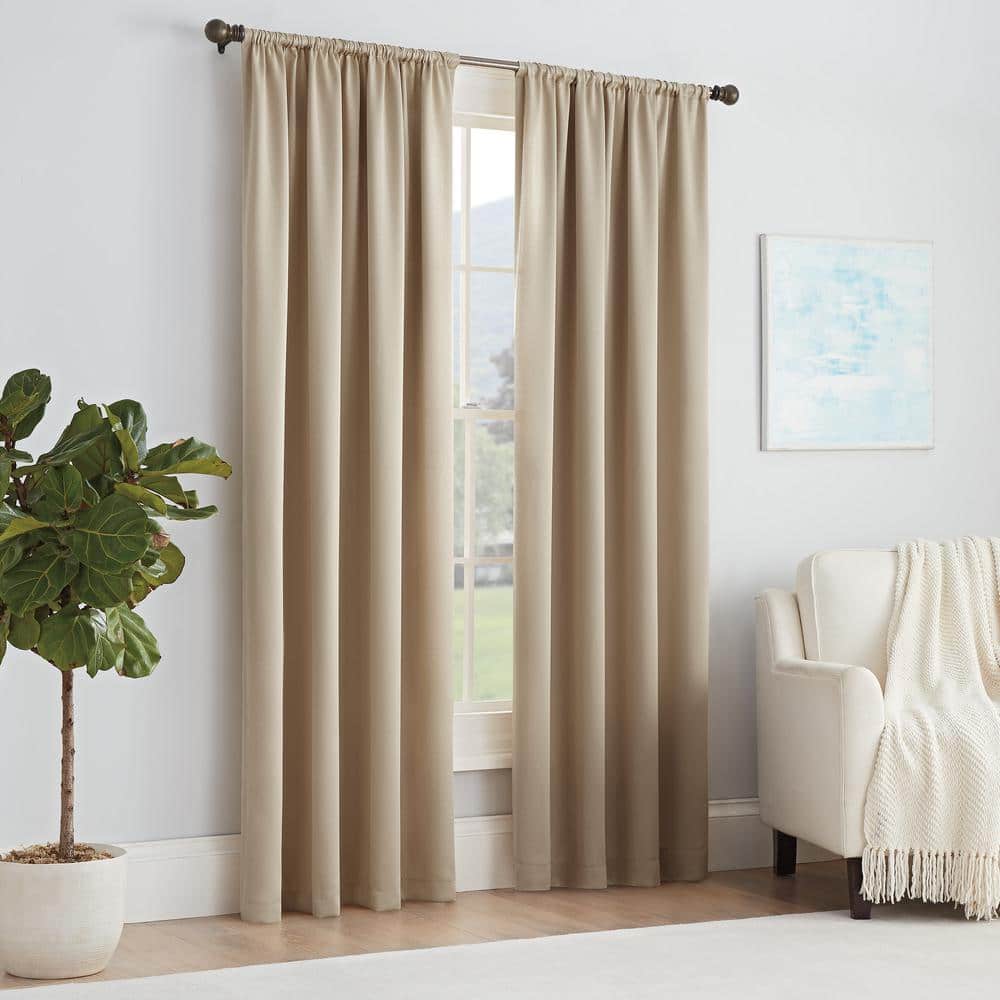 Taupe Polyester Room-Darkening Curtain Panel 54" x 84"